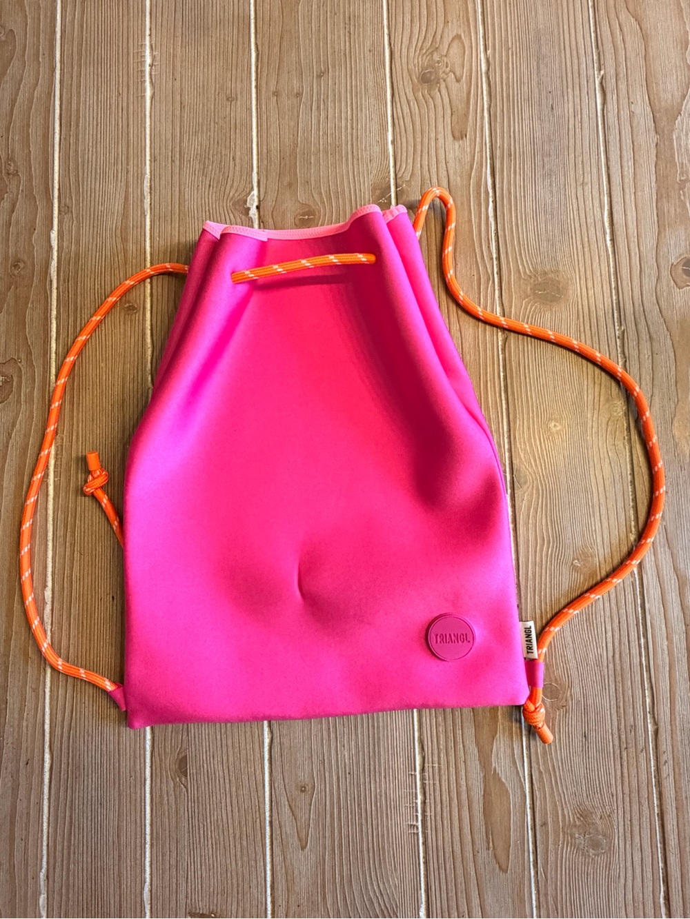 triangl swimwear Pink Drawstring Backpack with Orange Rope Straps brand new!